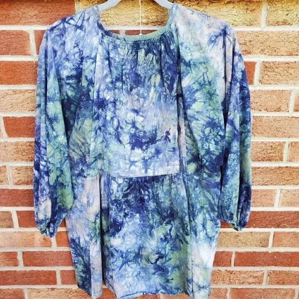 Cabi Woodstock Tye Dye Button Front Boho Flowy Top 3/4 Sleeve Women's Size Med - Picture 3 of 8